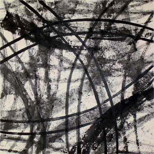 Cross Over IV - Oil Bar on Paper - Image 16" x 16" - Paper 30" x 22"