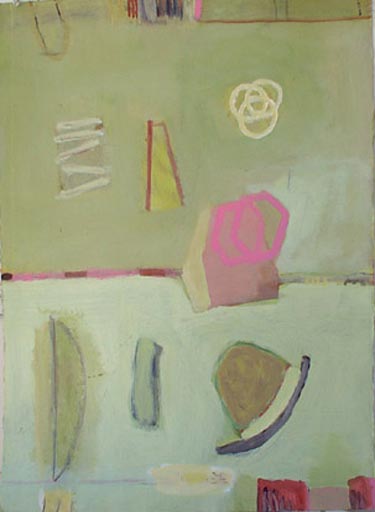 Green Rock - Acrylic on Paper - Image 30" x 22" - Paper 30" x 22"